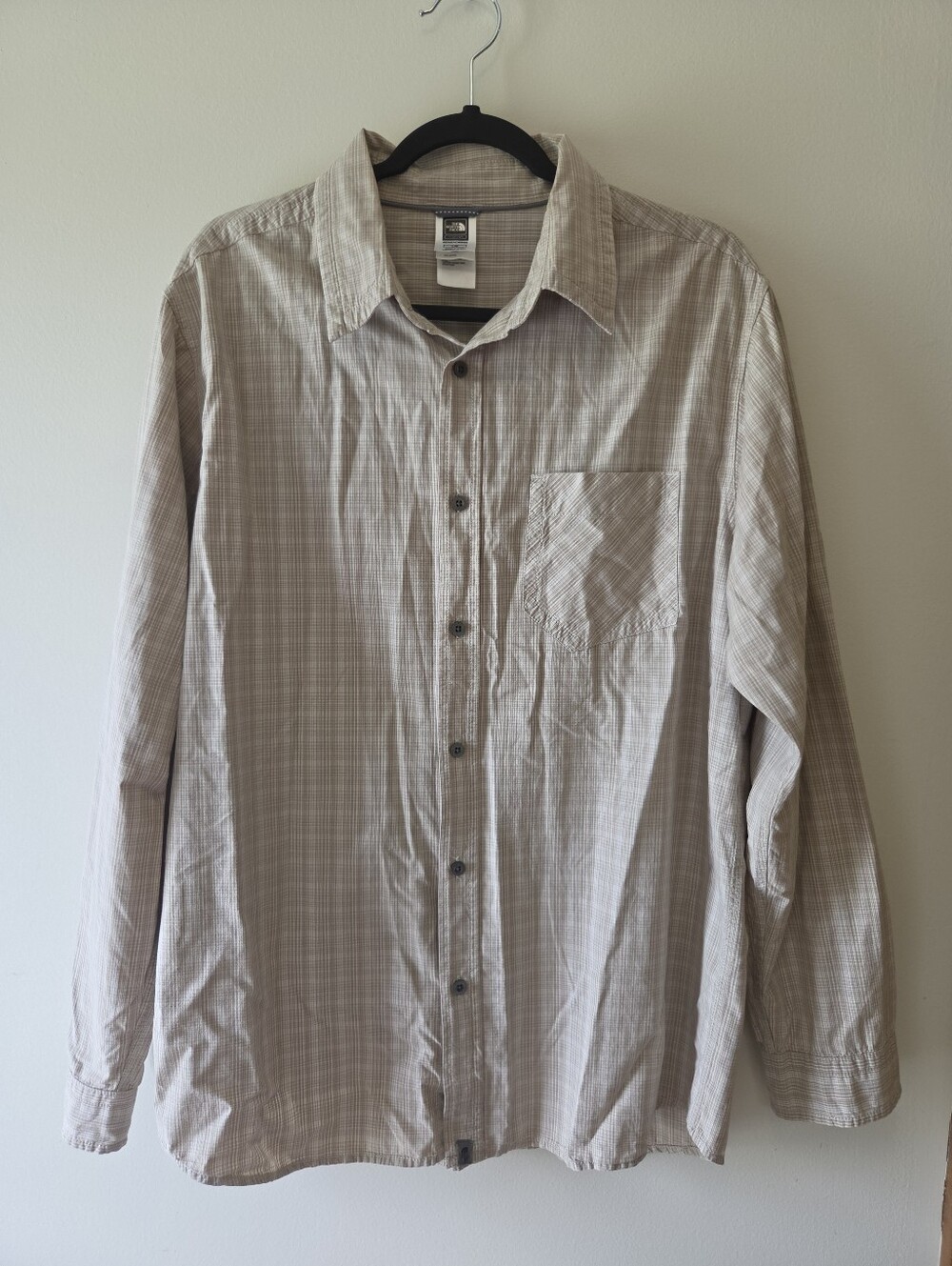 The North Face Men's Light Tan Plaid Button-Down Shirt
